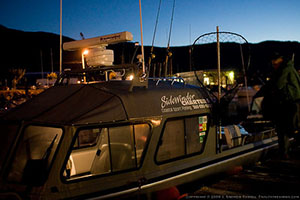 Custom North River Jet Sled at Dawn at the Dock