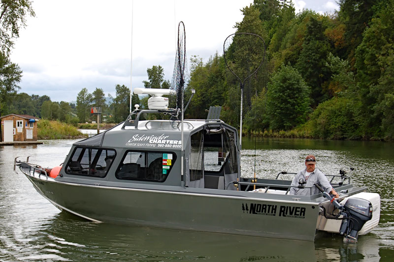 Toby and His Custom North River Sled on a Columbia River Salmon Fishing Charter